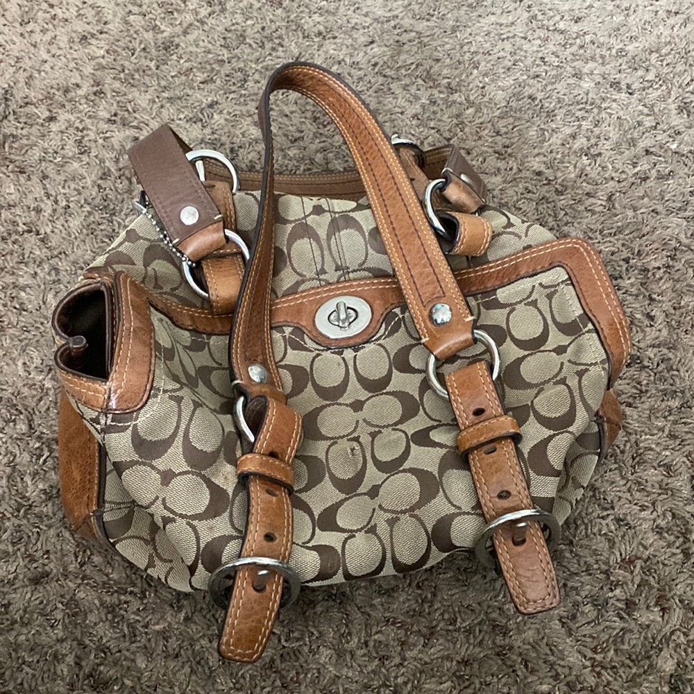 Coach Handbag with matching checkbook cover and wallet